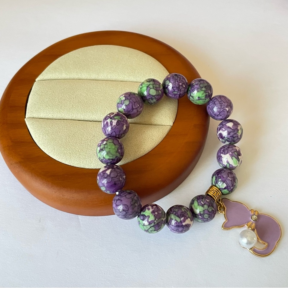 New Artificial Marble Beads Stretch Bracelet.